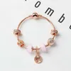 Wholesale- loose charm beads life tree pendant bangle rose gold charm bracelet girl women gift DIY Jewelry Accessories