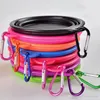 Portable Silicone Collapsible Dog Bowl Cat Puppy Pet Feeding Travel Bowl with Carabiner Easy Carry Pet Food Bowl Feeder Dish w/Hook ML015