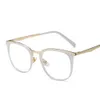 Partihandel-transparent kattögon mode glasögon optiska ögon kvinnor platt myopi glas glasögon glasögon