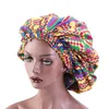 Dodatkowy Duży Rozmiar Afryki Wzór Drukuj Cap Kobiety Satynowe Wykładane Headwrap Bonnets Night Sleep Cap Winter Hat Ladies Turban