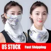 Amerikaanse voorraad goedkope vrouwen sjaal gezicht masker zomer zon bescherming zijde chiffon zakdoek outdoor winddicht half gezicht stofvrije sjaals FY6129