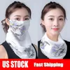 US Stock Günstige Frauen Schal Gesichtsmaske Sommer Sonnenschutz Seide Chiffon Taschentuch Outdoor Winddicht Halbgesicht Staubdichte Schals FY6129