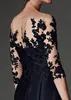 Gorgeous Black Mermaid Mother Of The Bride Dresses Jewel Sleeveless Applique Lace Wedding Gown Knee-length Mother Gown Long Formal233Z
