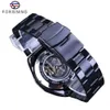 Forsining Steampunk Style Men039s Skeleton Watches Black Automatic Men039s Watch Top Brand Luxury Luminous Hands Horloges Ma3182758