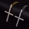 Micro Pave Iced Out кубический циркон, большой крест с цирконием, подвески, ожерелье, ювелирная веревка или кубинская цепочка1797