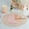 14" Wired Beaded Metal Charger Plate With Acrylic Crystal Beads For Weddings Events Wholesale senyu0413