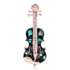 Emalj Abalone Shell Guitar Shape Brooch Crystal Violin Music Club Badge Suit Lapel Pins Musician Brosches