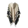 Wholesale- and winter ladies hooded cape shawl warm tassel cardigan cashmere shawl travel package travel cape