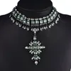 Gorgeous Statement Choker Necklace with Crystal Cross Charm Pendant Gun-Black Chain Costume Drag Queen Jewelry for Women 3 Colors 1 Pc