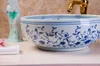 cinese Jingdezhen Art Counter Top lavabo in ceramica blu e bianco dipinto a mano in ceramica