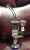 Vidro Blue Water Bong Cachimbos de água Honeycomb Percolator Reciclador de vidro Oil Rigs vidro Bongs barato Caliane