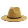 High-Q Wide Brim Wool Felt Jazz Fedora Hats for Men Women British Classic Trilby Party Formal Panama Cap Floppy Hat299k