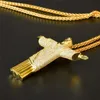 Hip Hop glacé jésus Christ croix pendentif collier en laiton Micro pavé CZ or argent plaqué collier à breloques hommes femmes