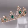 Baroque Crown Red Blue Green Crystal Bridal Tiaras Crown Vintage Gold Hair Accessories Wedding Rhinestone Diadem Pageant Crowns3099429