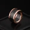 W całego przybycia specjalne czarno-białe zestawy ślubne klasyczne pierścienie do pierścieni Pierścień Sprężyny 18K Rose Gold Ring Titanium Wid182v