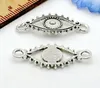 100Pcs Antique Silver Three Evil Eye Connectors Pendant Charms For necklace Jewelry Making findings 29x12mm