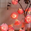 LED-Lichterkette mit rosa Rosenblüten, batteriebetrieben, für Hochzeit, Zuhause, Party, Geburtstag, Festival, Innen- und Außendekoration, große Rosenblume