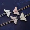 Mode-Butterfly Hanger Kettingen Voor Mannen Vrouwen Luxe Designer Roze Bling Diamond Animal Hangers Gouden Ketting Ketting Paar Sieraden