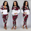 Plus size Women CAMO winter outfits 2pieces set pullovers hoodies+pants joggers suit casual pullover patchwork tracksuit sportswear 2357