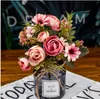 Rose Artificial Flower 12 Heads Bouquet Flower for Wedding Home Birthday Party Decoration Fake Flower Fall Indoor Flowers Decoration Gifts