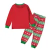 Set di vestiti natalizi per bambini Ragazza Ragazzo Abiti autunnali T-shirt da Babbo Natale Pantaloni a righe Set Pigiama a maniche lunghe per bambino