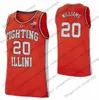 Illinois Fighting Illini 2020 Basketball 0 Alan Griffin 2 Kipper Nichols 15 Giorgi Bezhanishvili 20 Da'Monte Williams HOMENS JOVENS KID Jerseys