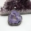 10Pcs Random Size Irregular Dyed Color Blue Red Purple Raw Druzy Drusy Agate Geode Pendant With Pave CZ Diamond Crystal Zircon Edge Charms