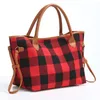 Buffalo Check Handtas Red Black Plaid Tassen Grote capaciteit Leopard Travel Tote Sport Duffle Bag Crossbody Schouder Handtas JJ689503125