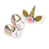 Unicorn First Walkers baby girl shoes newborn +Unicorn hair band 2pcs Moccasins Soft Infant Walker Shoe A2388