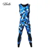 Merkkwaliteit Professionele Spearfishing Wetsuits Tweedelige gelijmd en blind gestikt, Japan Neopreen, Blue Camo Color, OEM-service beschikbaar