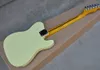 Guitarra elétrica retro amarelo claro esquerda com utensivo amarelo, pickguard preto, pode ser personalizado