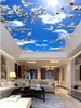 Mural Living Room Study Bedroom Ceiling Wallpaper De Parede 3D Blue sky white clouds orchids sun ceiling mural