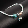 S349 Modeschmuck Muschel Fußkettchen Kette Muschel Seestern Charms Perlen Knöchel Armband Strand Fußkettchen Fußketten