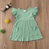 Bébé fille vêtements solide enfant en bas âge filles robes poche manches volantes enfants princesse robe boutique enfants tenue été bébé vêtements DW5388