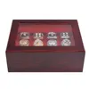 Championship Big Heavy Ring Display Case Wooden Jewelry Box Red Velvet / Black PU PU leather Inside (12 holes) 195 * 155 * 70mm