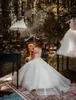 Princess Tulle Ball Gown Flower Girl Dresses For Wedding Party Juvel Neck spetsar Appliced ​​Kids Toddler Birthday Pagent Little Girls First Communion Dress AL6384