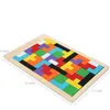 Jouets en bois colorés Tangram, casse-tête, Puzzle, jeu Tetris, Magination préscolaire, jouets éducatifs intellectuels, cadeau pour enfant