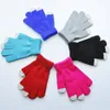 Unisex handskar akryl stickning höst vinter varma handskar barn pojkar tjejer vantar 14 färger solida färghandskar