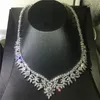 Vecalon Big Flower Necklace Marquise Cut Diamonds CZ Vitguldfylld Party Bröllop Halsband för kvinnor Bridal Luxury Smycken