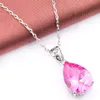 Luckyshine 10 Pcs Elegant Pendants Jewelry Teardrop Shaped Pink Topaz Zircon Pendants for Necklaces Women Jewelry HO297q