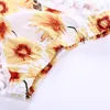 Baby Girls Summer Floral Outfits 3pc Set Bow Headband + Boob Tube Top + Pompons Shorts Söt toddlders Blomma Sommarkläder