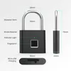 Serrure de porte sans clé d'identification d'empreintes digitales Cadenas intelligent Déverrouillage rapide Métal en alliage de zinc Serrure à puce auto-développante USB Rechargeable Maison polyvalente