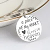 Memorial Round Jewelry Engraved A Piece Of My Heart Lives In Heaven Keychain Loss Loved One Hand Stamped Stainless Steel Keyfobs