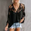 Sommer Damen Schwarz Tops Chiffon Shirts Blusen Frauen Sheer Günstige Kleidung China Femininas Camisas Kleidung Weibliche Plus Größe7675551