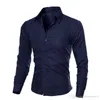 남성 슬림 피트 셔츠 긴 소매 드레스 셔츠 캐주얼 공식 비즈니스 셔츠 솔리드 브랜드 의류 camisa social masculina M-4XL