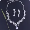 Alta qualità nuova sposa corona diadema tre pezzi collana di zirconi orecchini principessa compleanno matrimonio con accessori femminili regalo284y