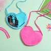 Bolso de lentejuelas para niños, bolsos de hombro con forma de corazón, bolso de mensajero divertido DIY con cremallera, monedero pequeño, bolsos de dibujos animados para niños, 7 diseños BT4408