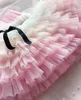 2020 thé longueur coloré fleur fille robes Tiers Tulle petite fille robes de mariée Vintage Communion Pageant robes robes F151