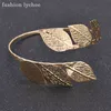 fashion lychee Beautiful leaf Heart Swirl Shape Bracelet Armlet Upper Arm Cuff Women Bangle Antique Gold Jewelry