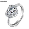 Vecalon Anello classico a forma di cuore in argento sterling 925 con diamante Cz Anelli di fidanzamento per matrimonio per le donne Gioielli con dita Gift239o